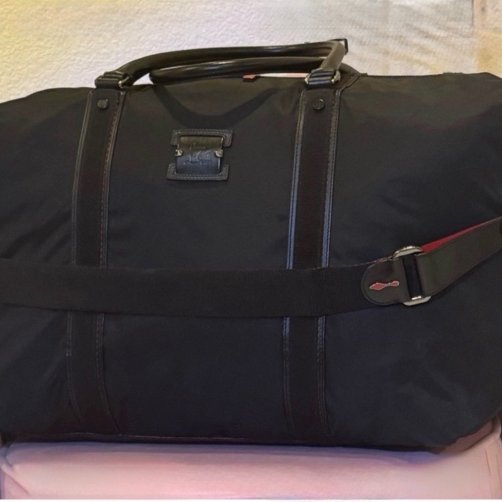 Christian Louboutin Black Nylon Travel Weekender Bag